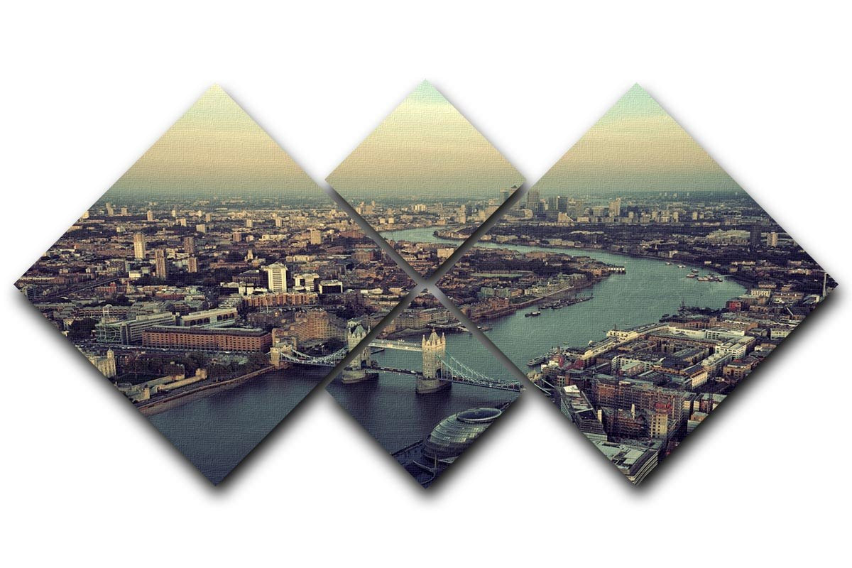 London rooftop view panorama at sunset 4 Square Multi Panel Canvas  - Canvas Art Rocks - 1