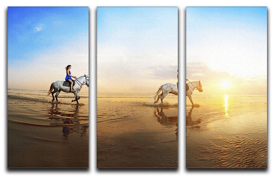 Love background Family and horse in the sunshine 3 Split Panel Canvas Print - Canvas Art Rocks - 1