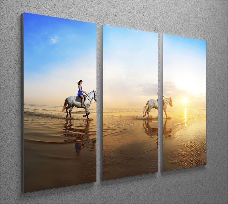 Love background Family and horse in the sunshine 3 Split Panel Canvas Print - Canvas Art Rocks - 2