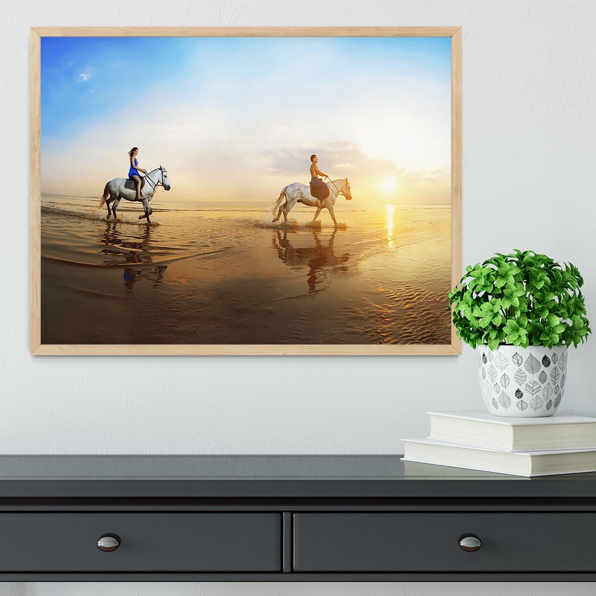 Love background Family and horse in the sunshine Framed Print - Canvas Art Rocks - 4