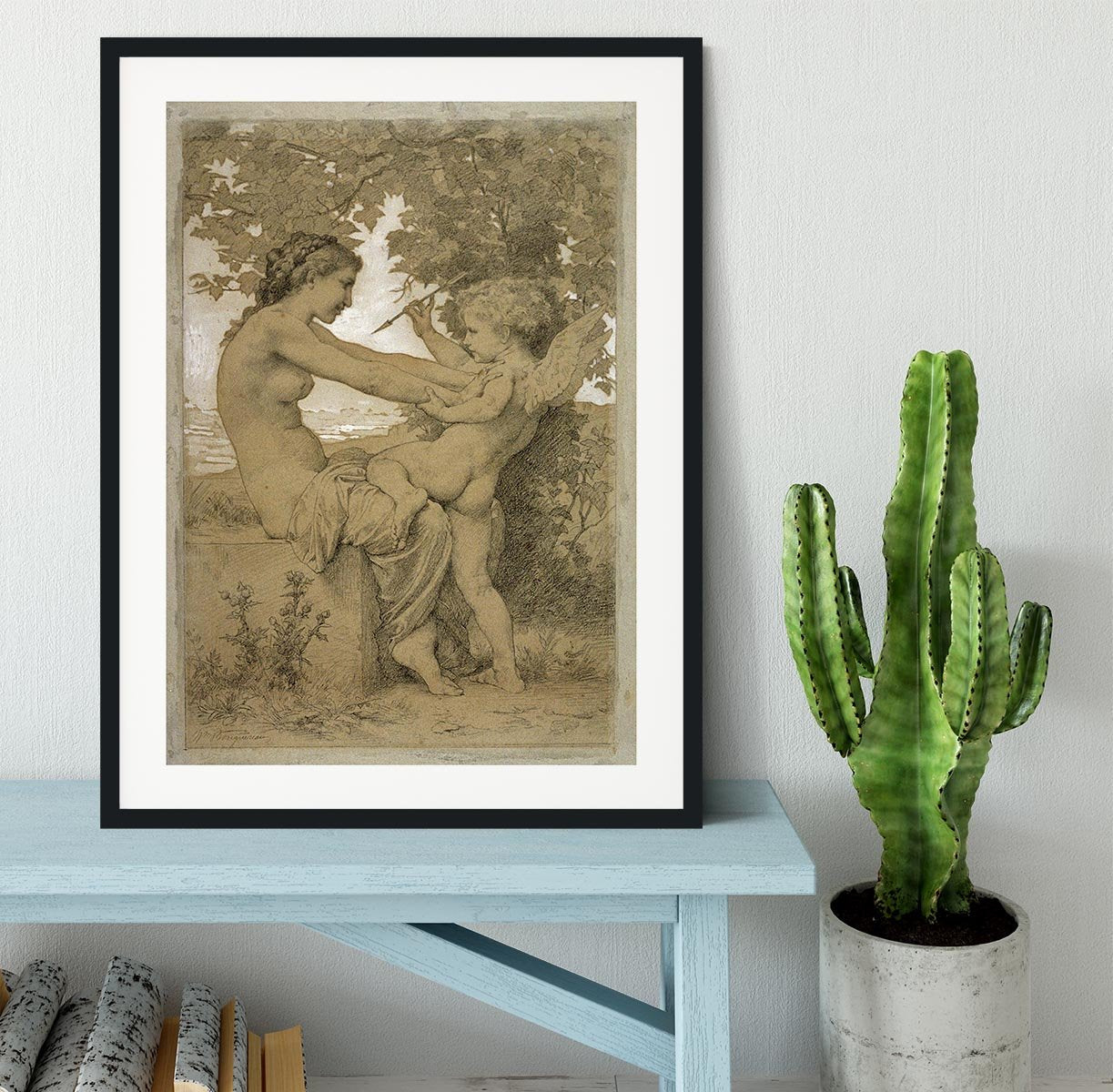 Loves Resistance By Bouguereau Framed Print - Canvas Art Rocks - 1