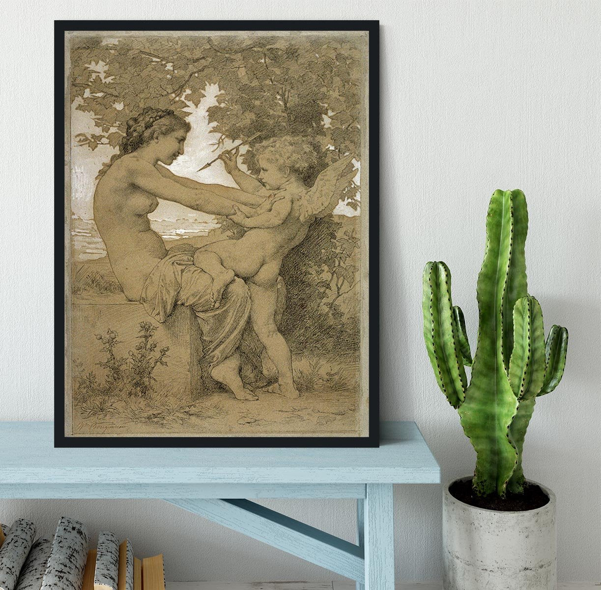 Loves Resistance By Bouguereau Framed Print - Canvas Art Rocks - 2