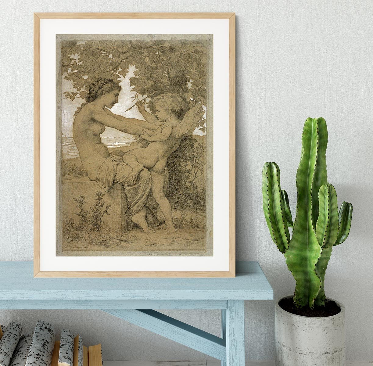 Loves Resistance By Bouguereau Framed Print - Canvas Art Rocks - 3