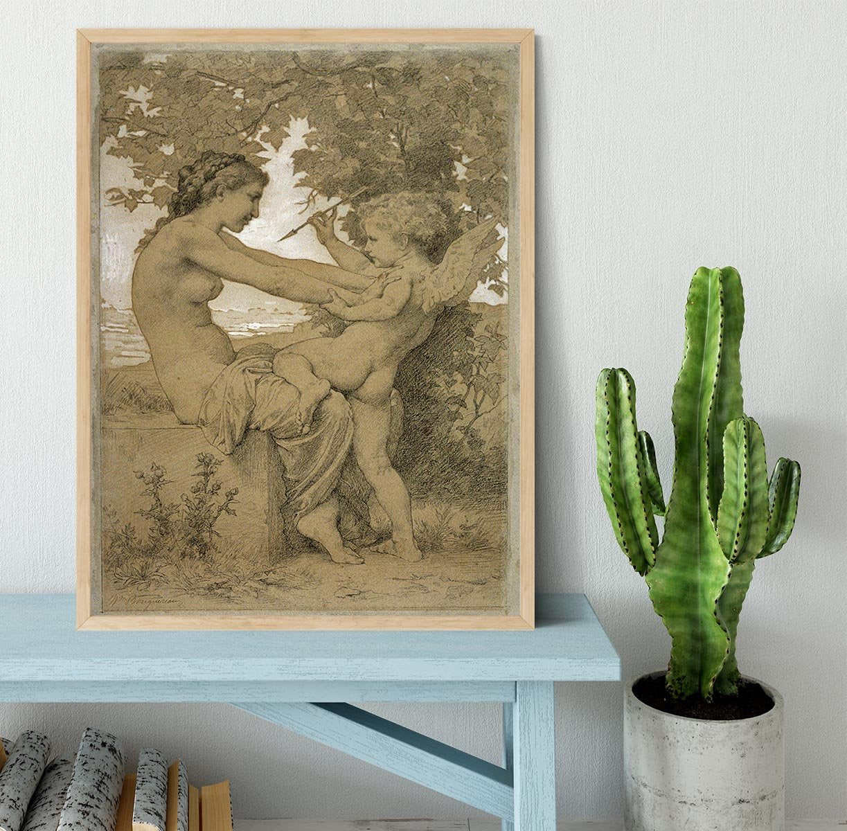 Loves Resistance By Bouguereau Framed Print - Canvas Art Rocks - 4