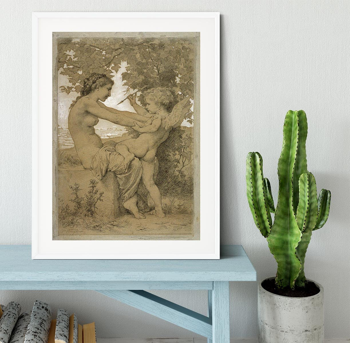 Loves Resistance By Bouguereau Framed Print - Canvas Art Rocks - 5