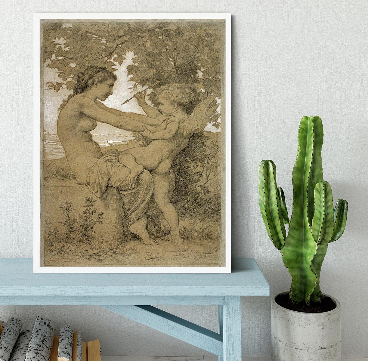 Loves Resistance By Bouguereau Framed Print - Canvas Art Rocks -6