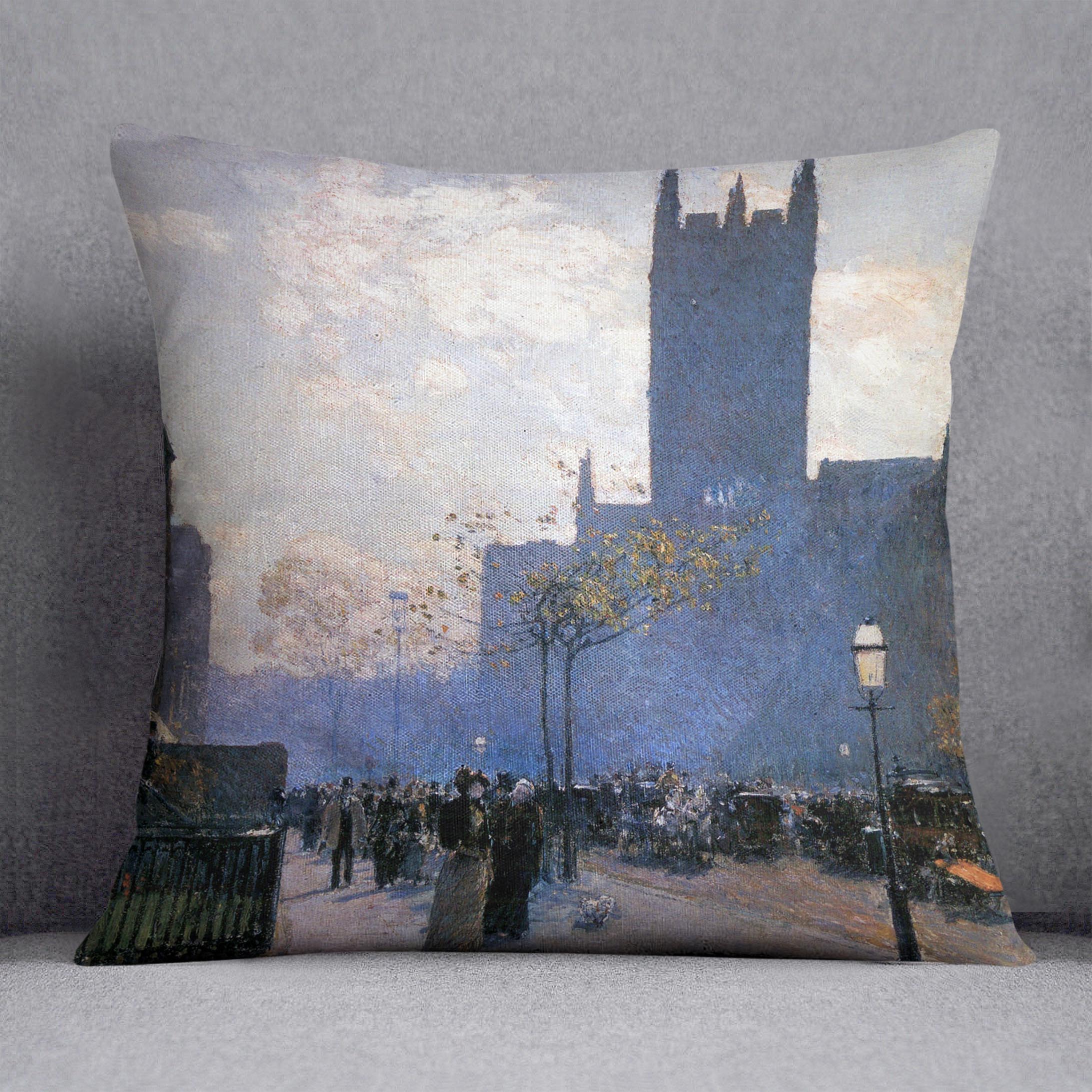 Lower Fifth Avenue by Hassam Cushion - Canvas Art Rocks - 1