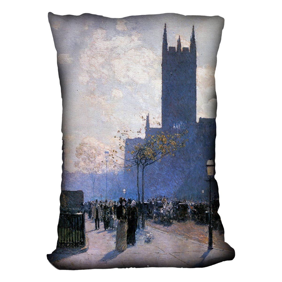 Lower Fifth Avenue by Hassam Cushion - Canvas Art Rocks - 4