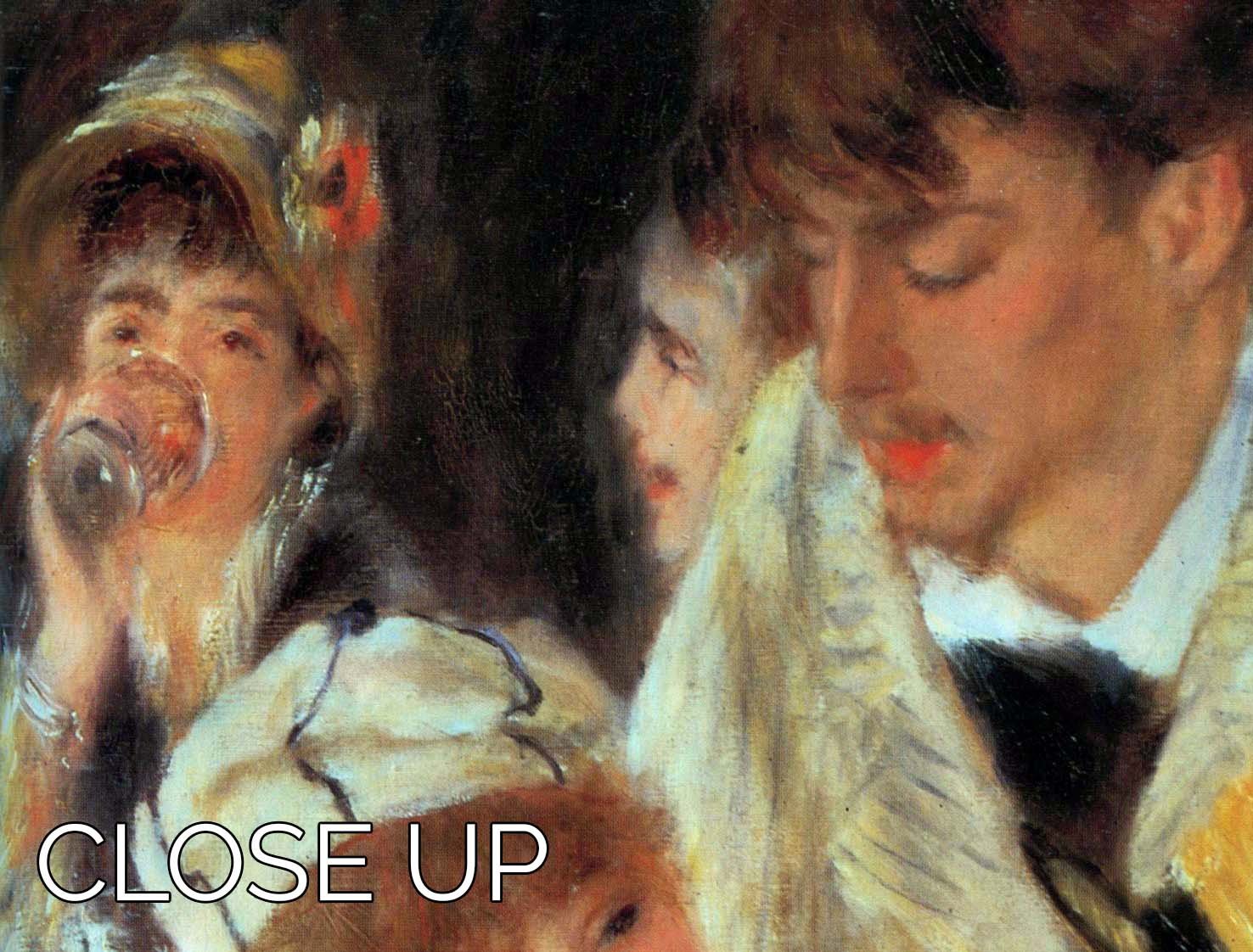 Lunch on the boat party detail by Renoir 3 Split Panel Canvas Print - Canvas Art Rocks - 3