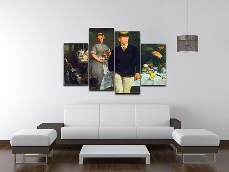 Luncheon by Manet 4 Split Panel Canvas - Canvas Art Rocks - 3