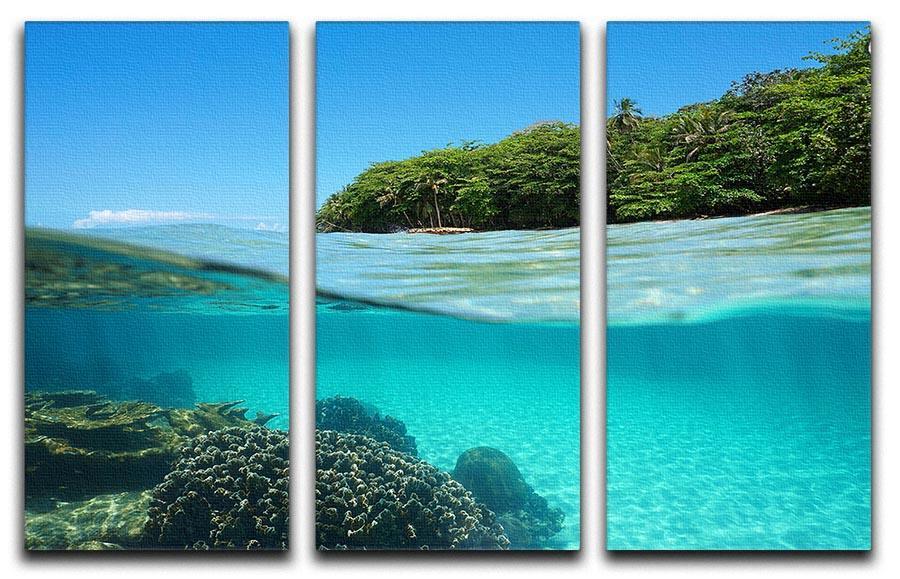 Lush tropical shore above waterline 3 Split Panel Canvas Print - Canvas Art Rocks - 1