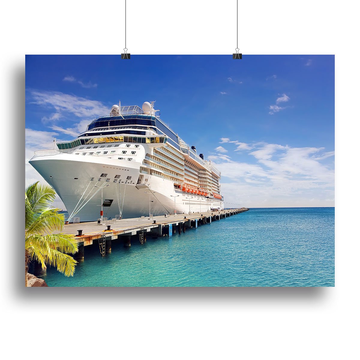 Luxury Cruise Ship in Port on sunny day Canvas Print or Poster