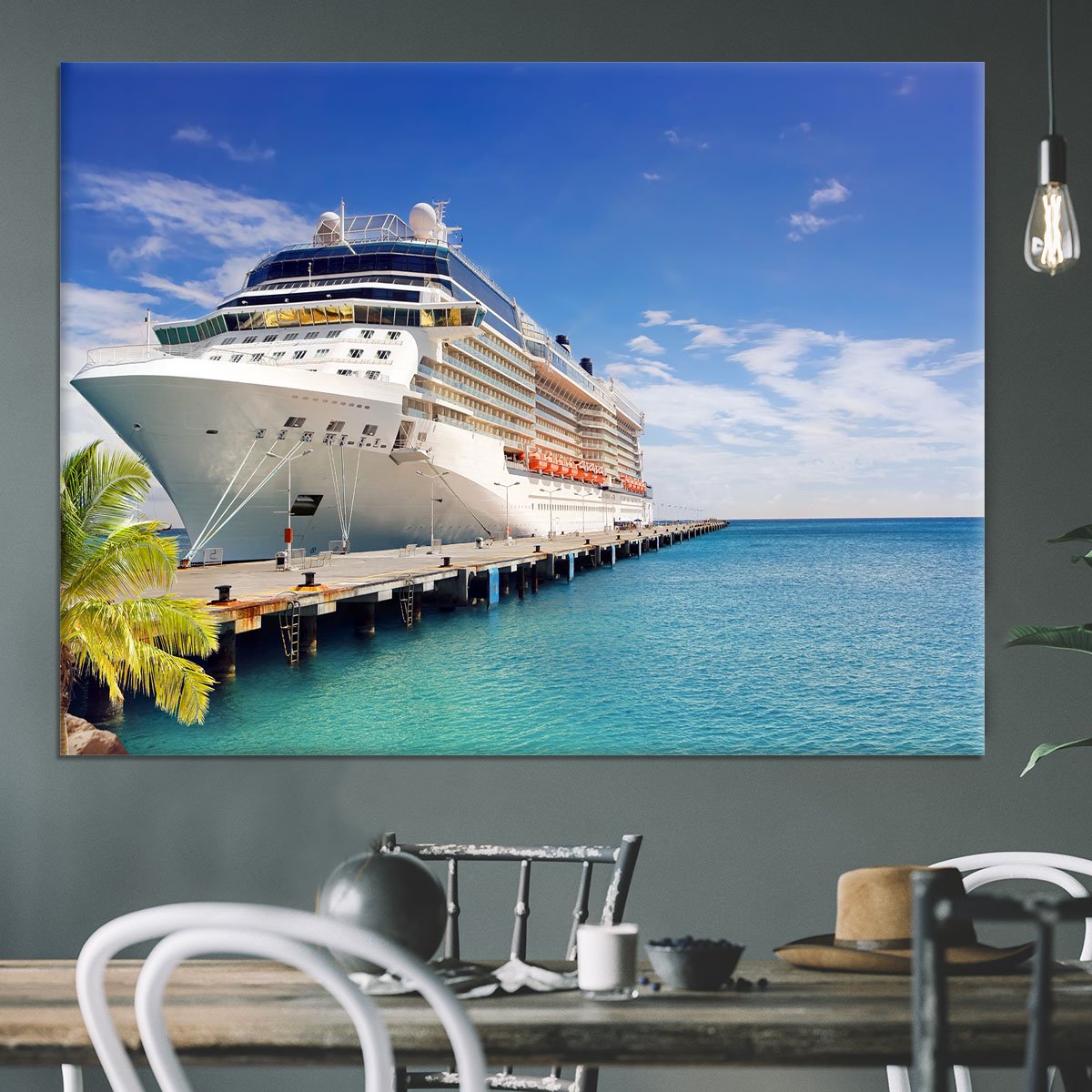 Luxury Cruise Ship in Port on sunny day Canvas Print or Poster