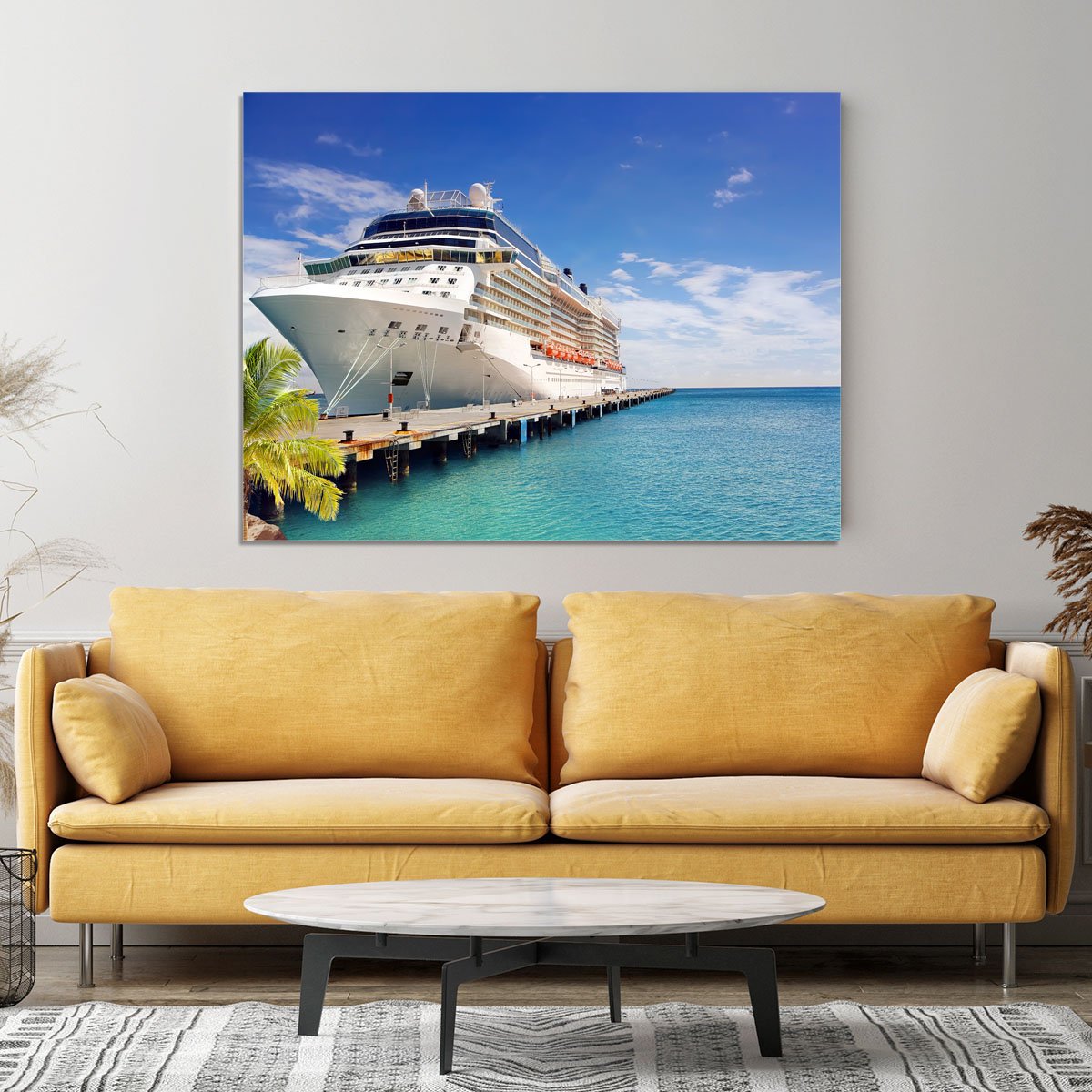 Luxury Cruise Ship in Port on sunny day Canvas Print or Poster