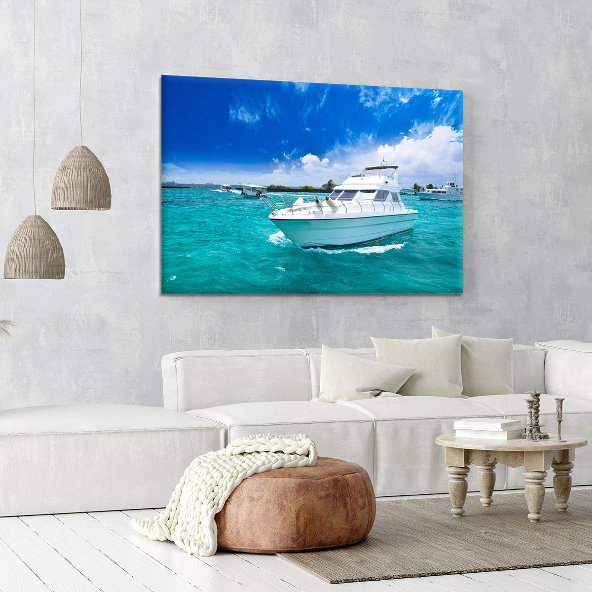 Luxury yatch in beautiful ocean Canvas Print or Poster
