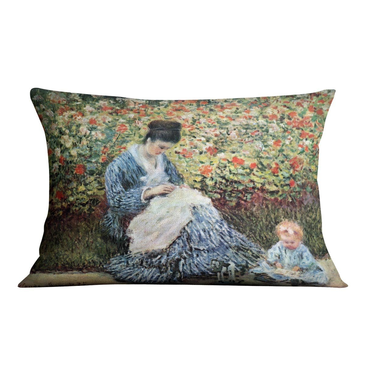 Madame Monet and child by Monet Throw Pillow