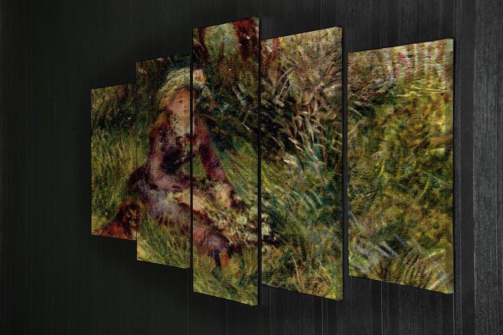 Madame Renoir with dog by Renoir 5 Split Panel Canvas - Canvas Art Rocks - 2