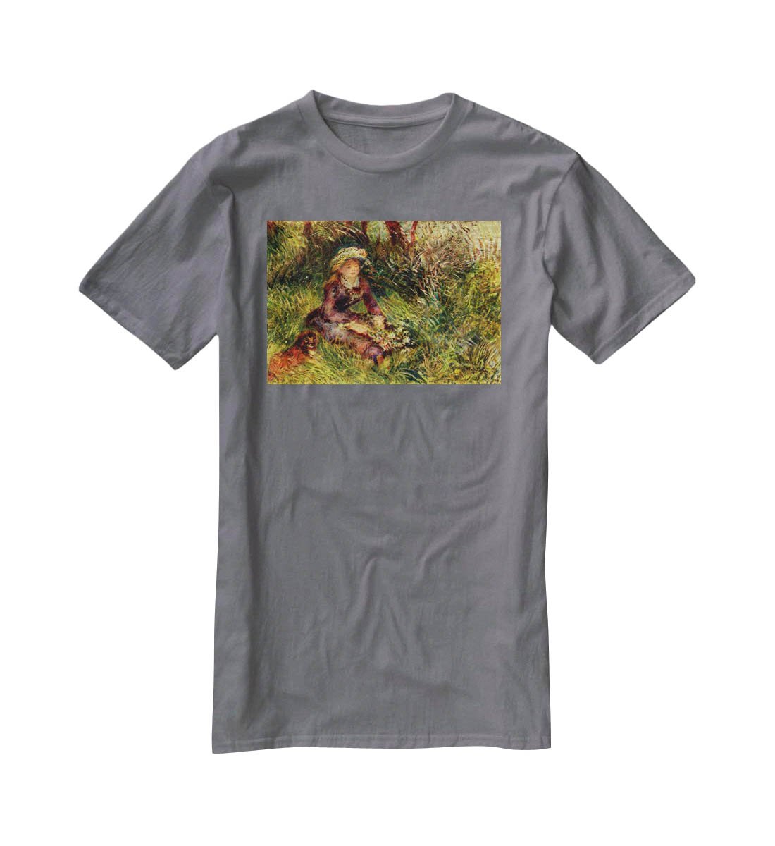 Madame Renoir with dog by Renoir T-Shirt - Canvas Art Rocks - 3