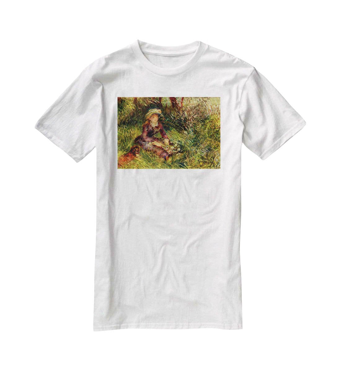 Madame Renoir with dog by Renoir T-Shirt - Canvas Art Rocks - 5