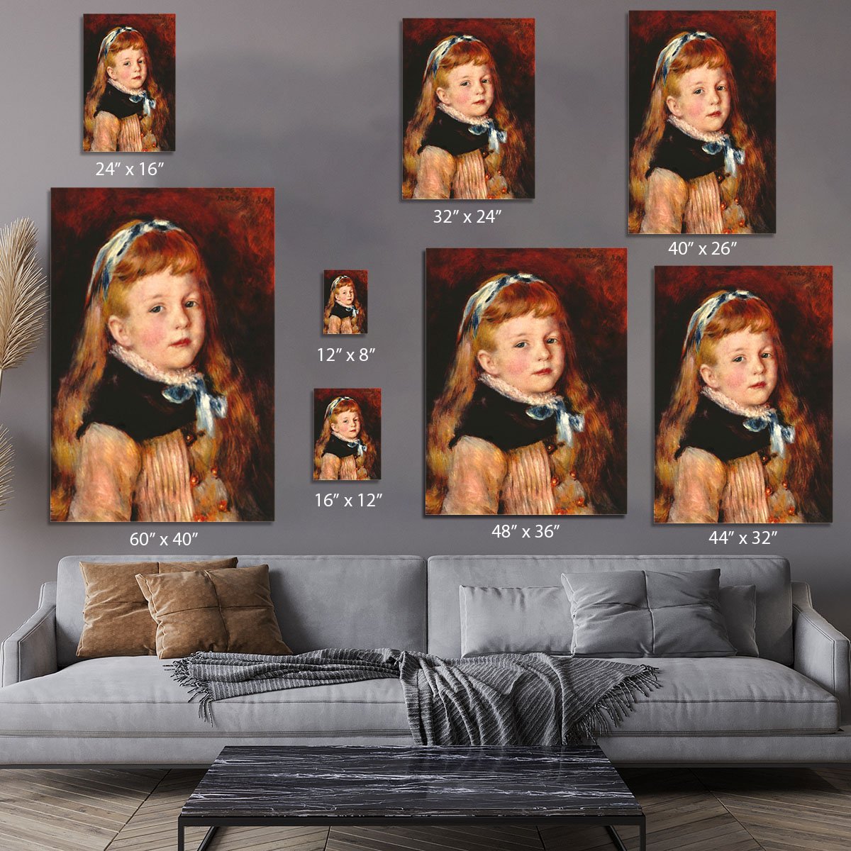 Mademoiselle Grimprel with blue hair band by Renoir Canvas Print or Poster