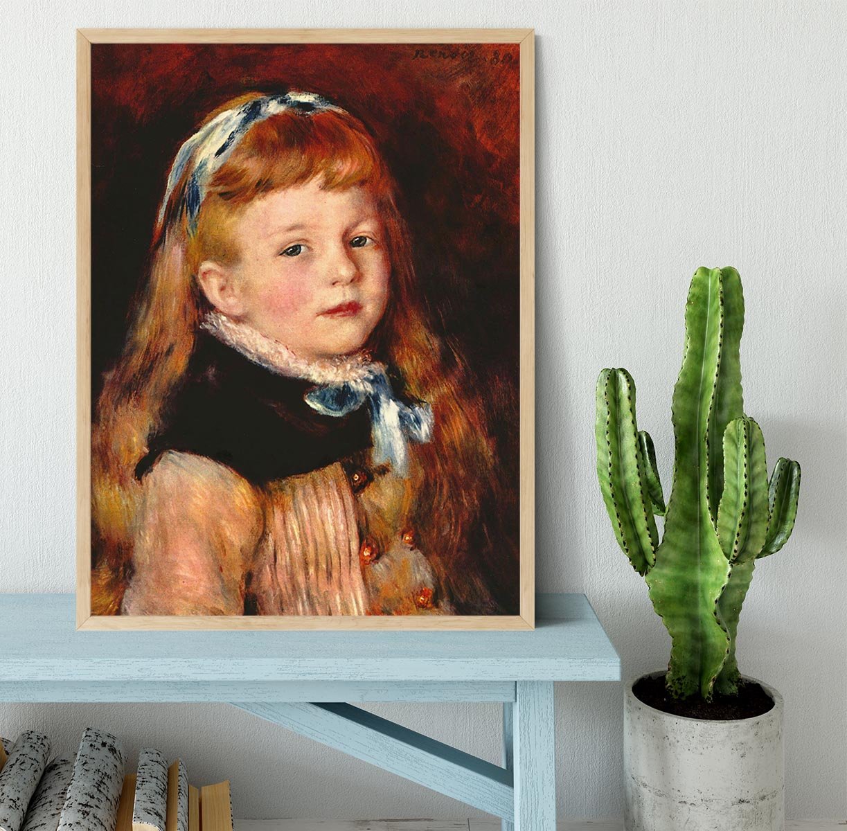 Mademoiselle Grimprel with blue hair band by Renoir Framed Print - Canvas Art Rocks - 4