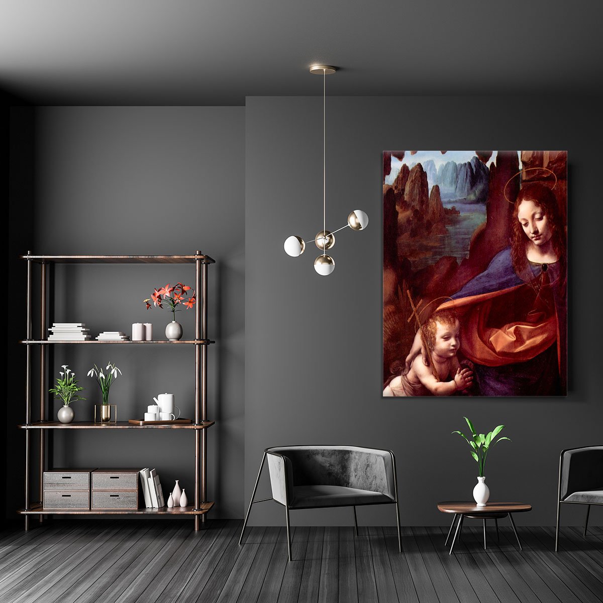 Madonna in the rock cave Detail by Da Vinci Canvas Print or Poster