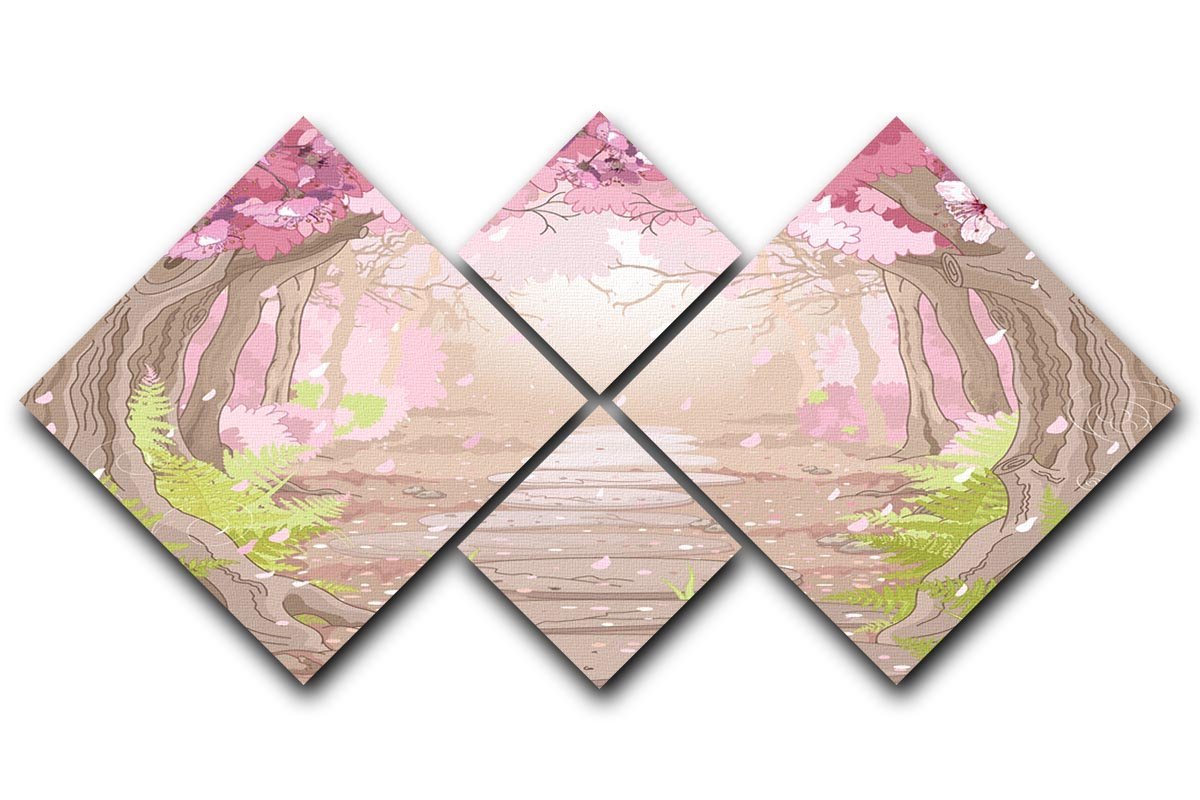 Magic spring forest 4 Square Multi Panel Canvas  - Canvas Art Rocks - 1
