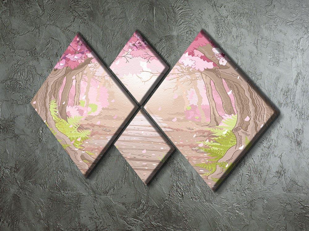 Magic spring forest 4 Square Multi Panel Canvas - Canvas Art Rocks - 2
