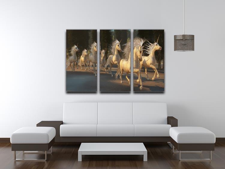 Magical Unicorn Forest 3 Split Panel Canvas Print - Canvas Art Rocks - 3