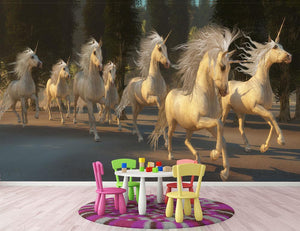 Magical Unicorn Forest Wall Mural Wallpaper - Canvas Art Rocks - 2