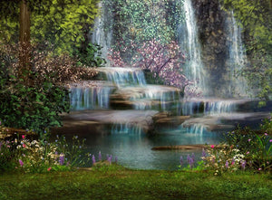 Magical landscape with waterfalls Wall Mural Wallpaper - Canvas Art Rocks - 1