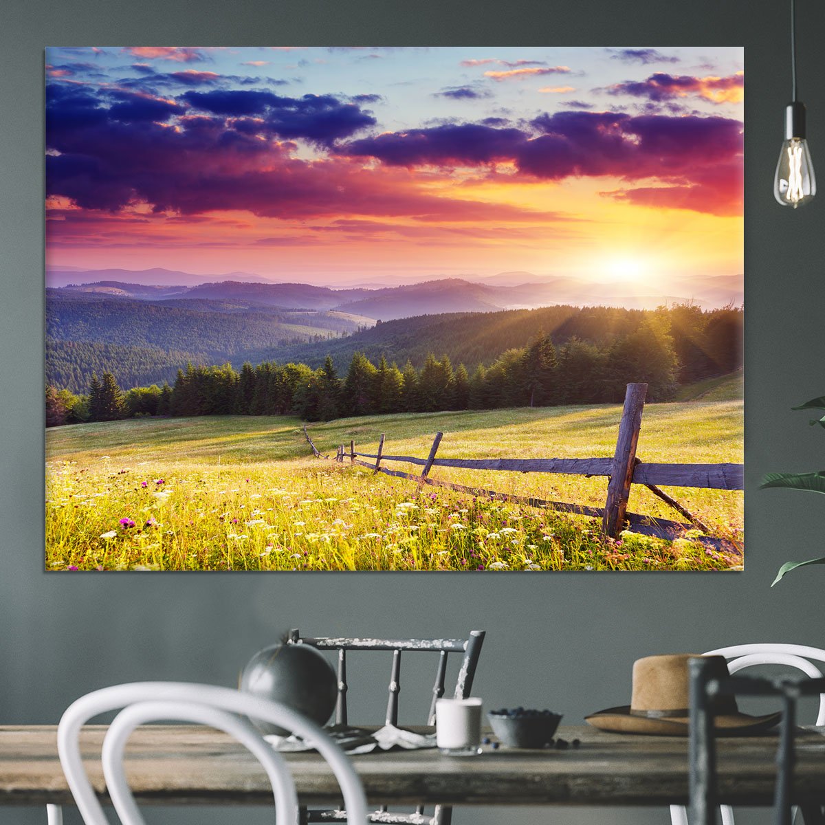 Majestic sunset in Carpathian Canvas Print or Poster