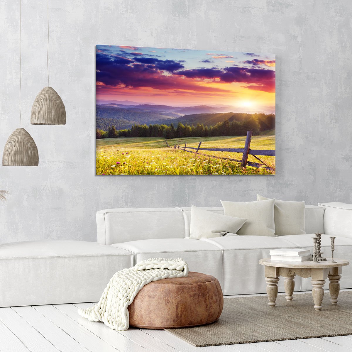 Majestic sunset in Carpathian Canvas Print or Poster