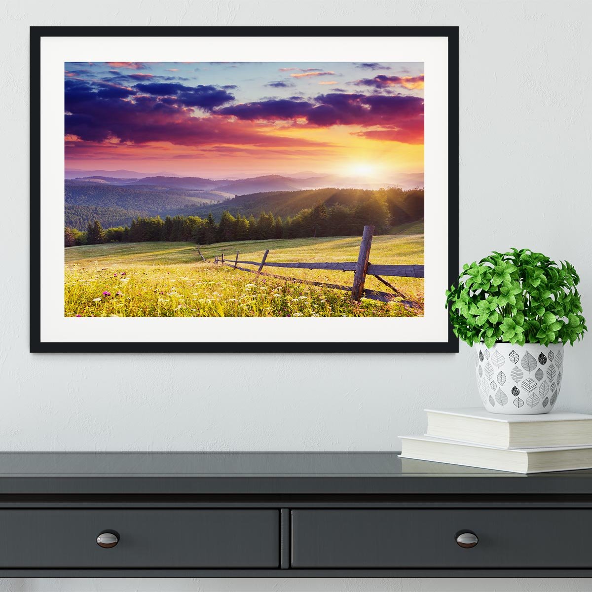 Majestic sunset in Carpathian Framed Print - Canvas Art Rocks - 1
