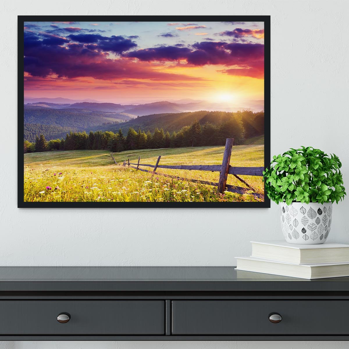Majestic sunset in Carpathian Framed Print - Canvas Art Rocks - 2