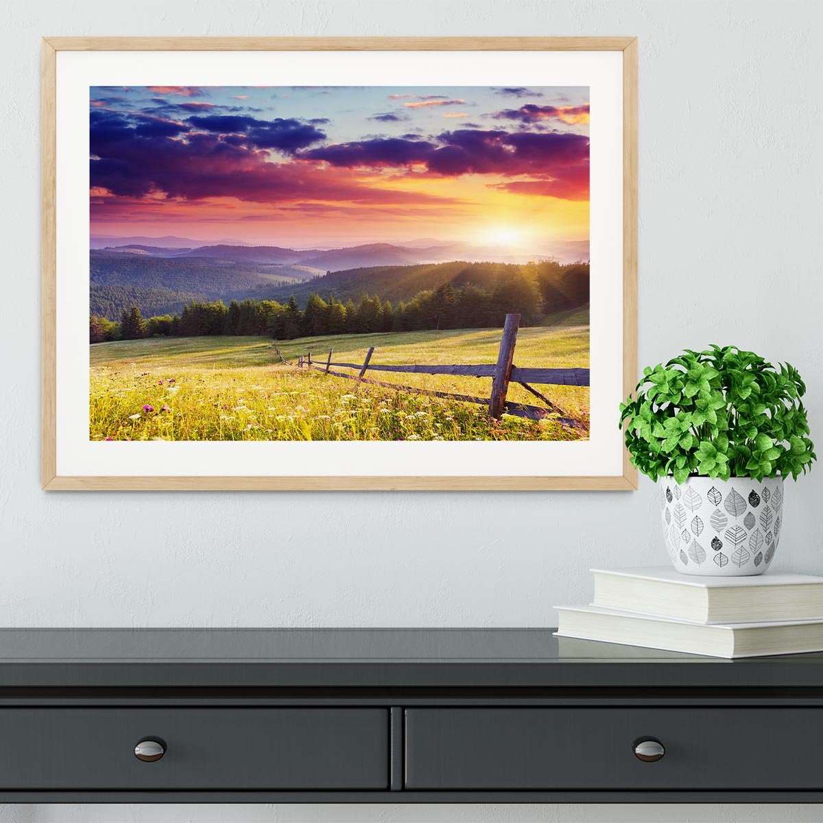 Majestic sunset in Carpathian Framed Print - Canvas Art Rocks - 3