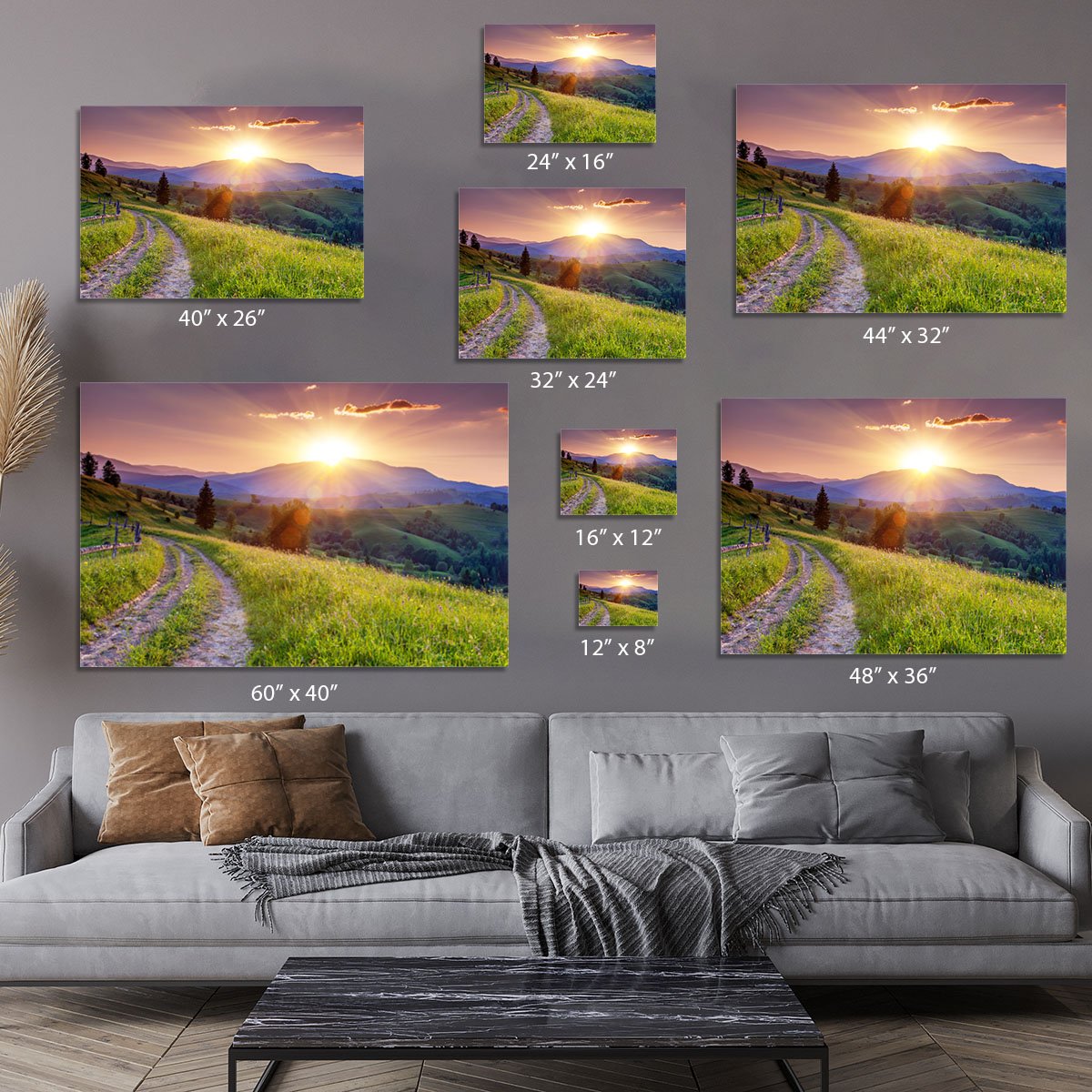 Majestic sunset in the mountains Canvas Print or Poster