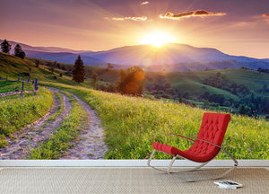 Majestic sunset in the mountains Wall Mural Wallpaper - Canvas Art Rocks - 2