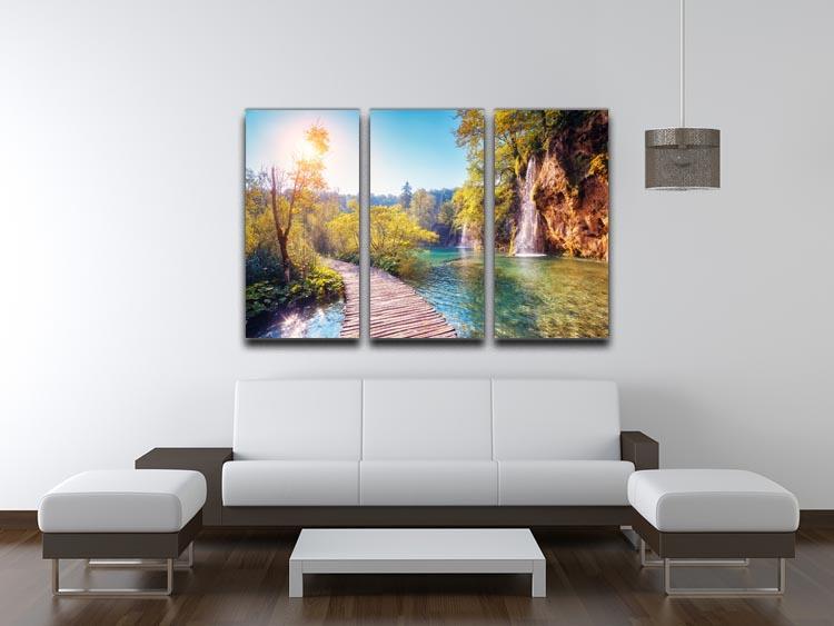 Majestic view on turquoise water 3 Split Panel Canvas Print - Canvas Art Rocks - 3
