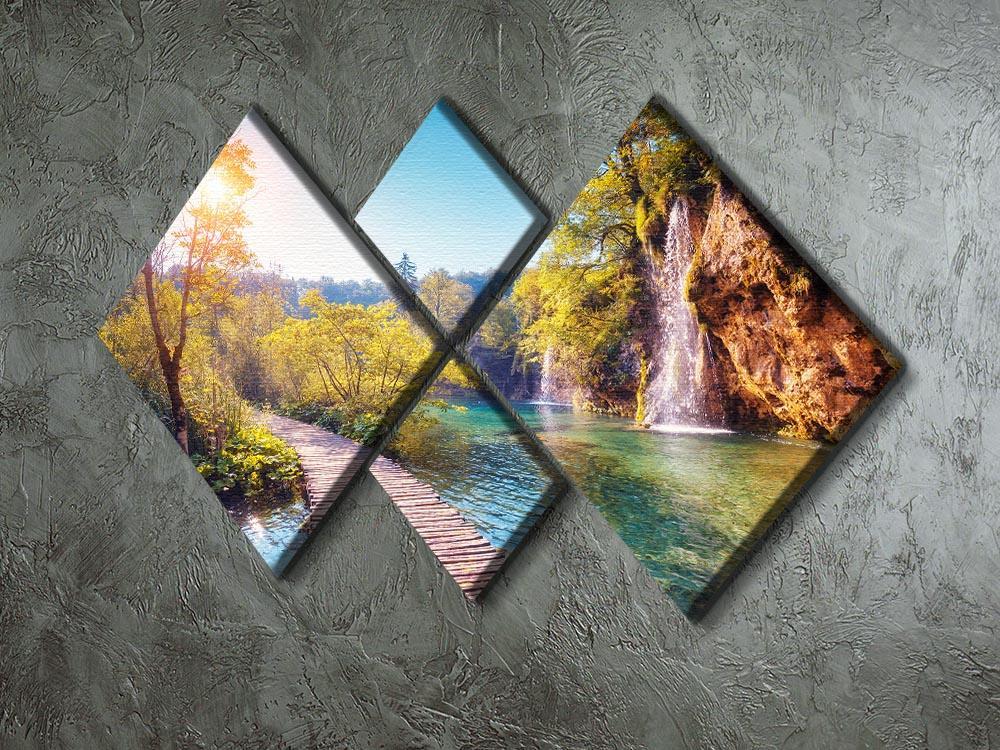 Majestic view on turquoise water 4 Square Multi Panel Canvas  - Canvas Art Rocks - 2
