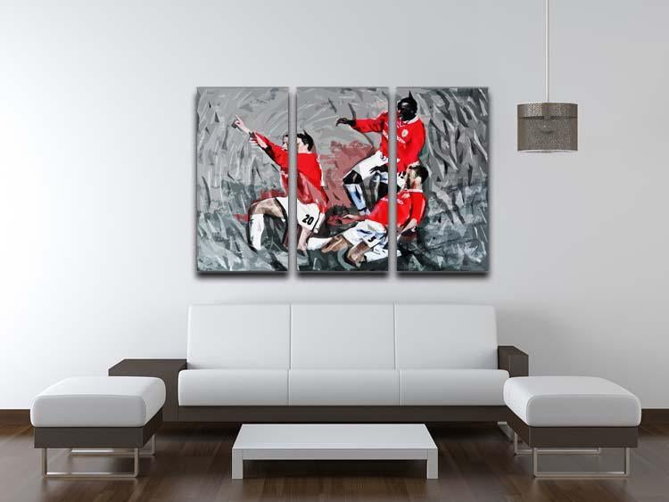 Man United Champions League Final 3 Split Panel Canvas Print - Canvas Art Rocks - 3