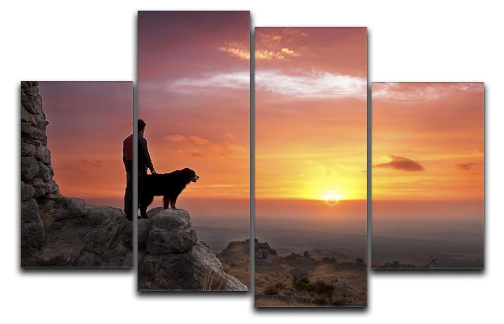 Man and his faithful companion 4 Split Panel Canvas - Canvas Art Rocks - 1