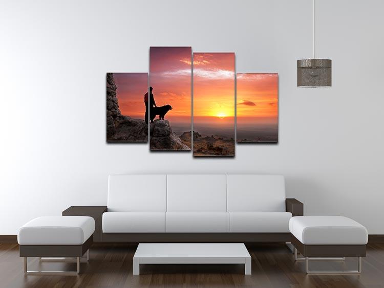Man and his faithful companion 4 Split Panel Canvas - Canvas Art Rocks - 3