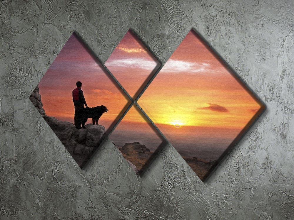 Man and his faithful companion 4 Square Multi Panel Canvas - Canvas Art Rocks - 2