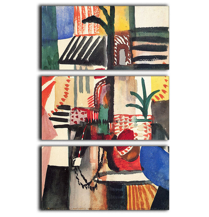 Man with a donkey by Macke 3 Split Panel Canvas Print - Canvas Art Rocks - 1