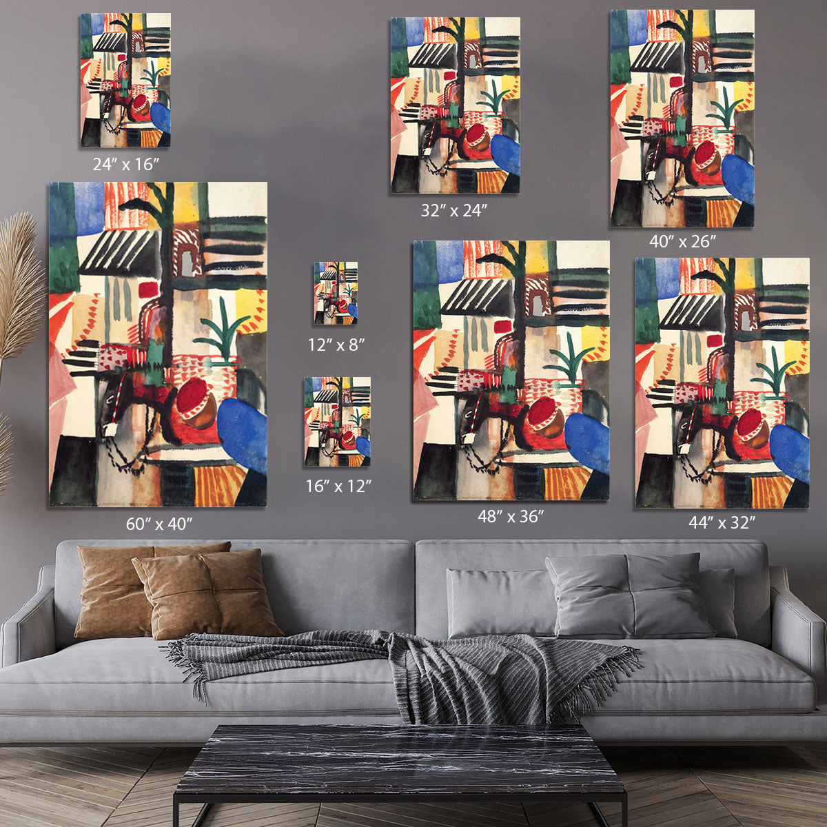 Man with a donkey by Macke Canvas Print or Poster - Canvas Art Rocks - 7