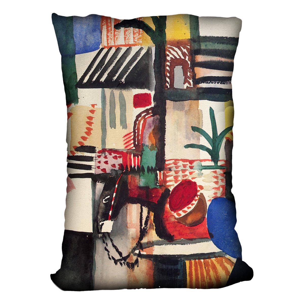 Man with a donkey by Macke Cushion - Canvas Art Rocks - 4