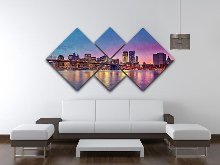 Manhattan at dusk 4 Square Multi Panel Canvas  - Canvas Art Rocks - 3