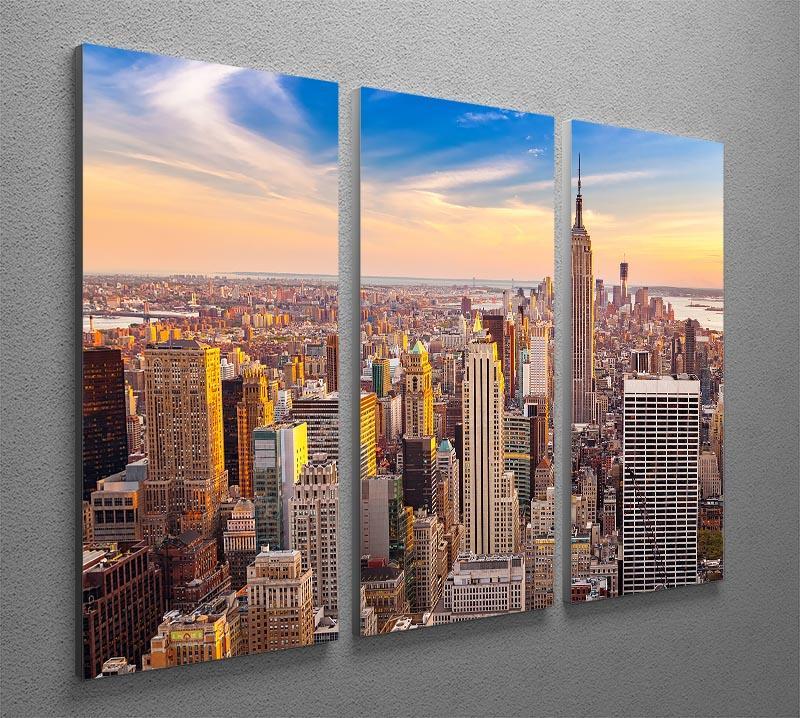 Manhattan at sunset 3 Split Panel Canvas Print - Canvas Art Rocks - 2