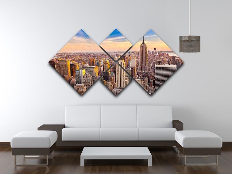 Manhattan at sunset 4 Square Multi Panel Canvas  - Canvas Art Rocks - 3